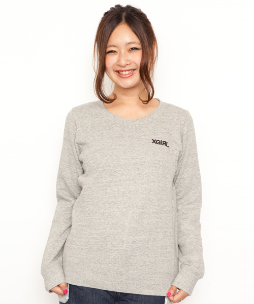 X-girl(エックスガール)の「BASIC SWEAT TOP(スウェット・レディース・ブラック/アッシュグレー/ピンク/イエロー/ネイビー・1/2)」の16枚目の写真