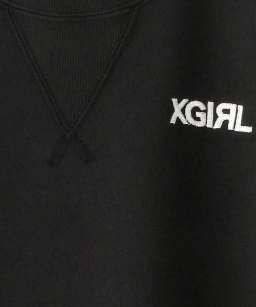 X-girl(エックスガール)の「BASIC SWEAT TOP(スウェット・レディース・ブラック/アッシュグレー/ピンク/イエロー/ネイビー・1/2)」の8枚目の写真