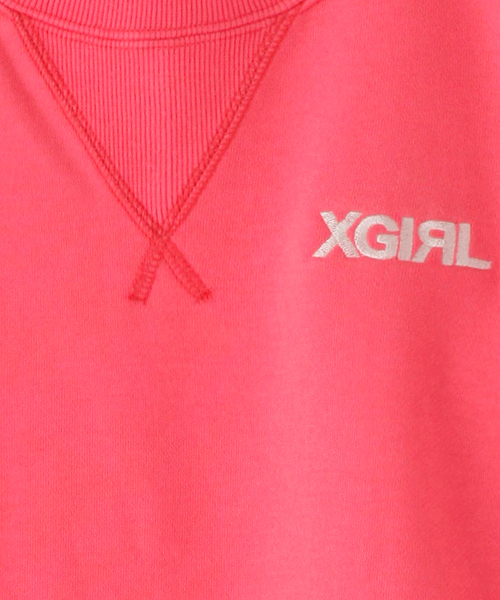 X-girl(エックスガール)の「BASIC SWEAT TOP(スウェット・レディース・ブラック/アッシュグレー/ピンク/イエロー/ネイビー・1/2)」の12枚目の写真