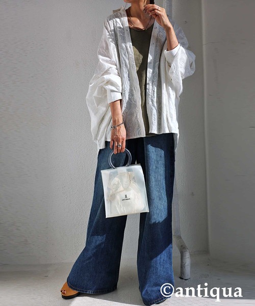antiqua(アンティカ)の「ペイズリー柄刺繍シャツ(シャツ/ブラウス・レディース・オフホワイト/ブラック・FREE)」の10枚目の写真