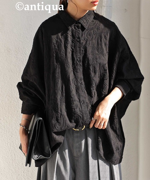 antiqua(アンティカ)の「ペイズリー柄刺繍シャツ(シャツ/ブラウス・レディース・オフホワイト/ブラック・FREE)」の13枚目の写真