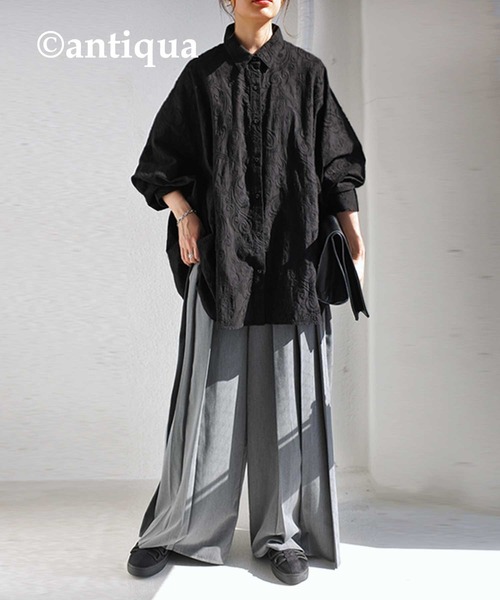 antiqua(アンティカ)の「ペイズリー柄刺繍シャツ(シャツ/ブラウス・レディース・オフホワイト/ブラック・FREE)」の16枚目の写真