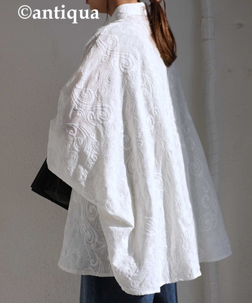 antiqua(アンティカ)の「ペイズリー柄刺繍シャツ(シャツ/ブラウス・レディース・オフホワイト/ブラック・FREE)」の11枚目の写真