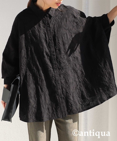 antiqua(アンティカ)の「ペイズリー柄刺繍シャツ(シャツ/ブラウス・レディース・オフホワイト/ブラック・FREE)」の15枚目の写真