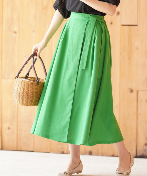 rps（アールピーエス）の「ラップ風スカート（スカート・レディース・オフホワイト/ダークベージュ/グリーン/ライトカーキ・M）」の3枚目の写真