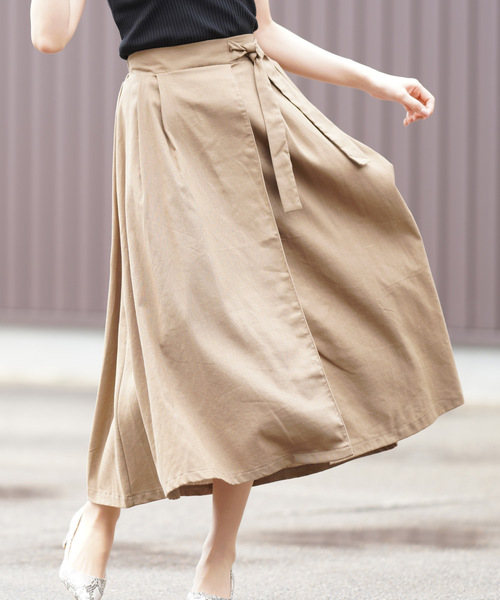 rps（アールピーエス）の「ラップ風スカート（スカート・レディース・オフホワイト/ダークベージュ/グリーン/ライトカーキ・M）」の2枚目の写真