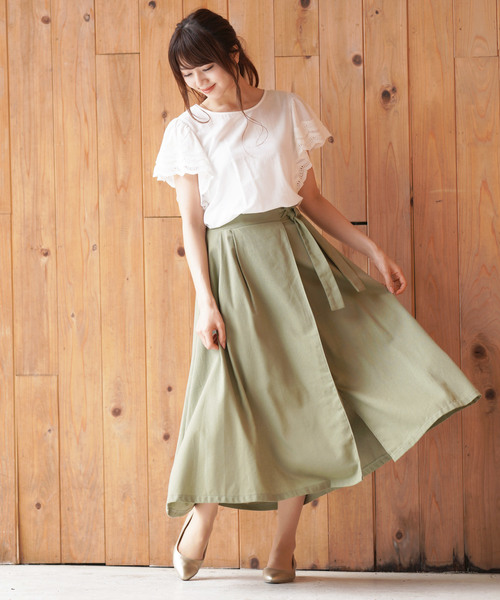 rps（アールピーエス）の「ラップ風スカート（スカート・レディース・オフホワイト/ダークベージュ/グリーン/ライトカーキ・M）」の14枚目の写真