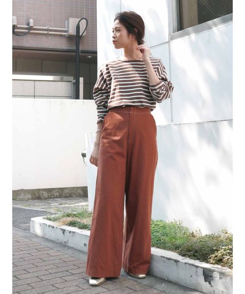 Ungrid(アングリッド)の「ステッチデザインパンツ(その他パンツ・レディース・アイボリー/ブラウン・FREE)」の3枚目の写真