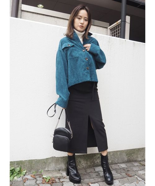 MURUA(ムルーア)の「ベルテッドペンシルスカート(スカート・レディース・キャメル/ブラック・1/2)」の5枚目の写真