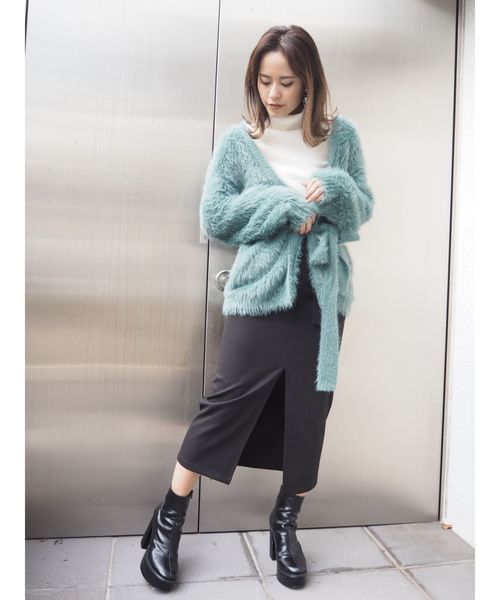 MURUA(ムルーア)の「ベルテッドペンシルスカート(スカート・レディース・キャメル/ブラック・1/2)」の6枚目の写真