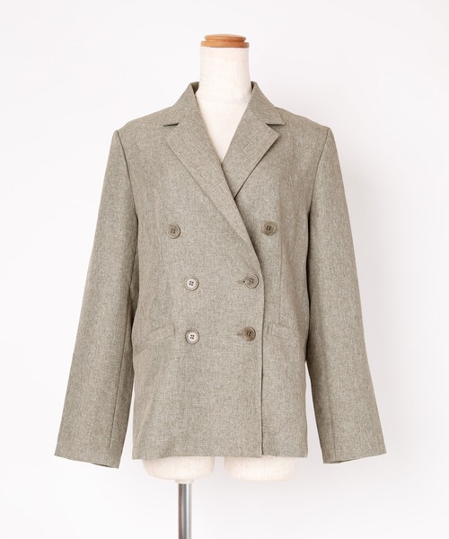 UR'S（ユアーズ）の「ﾘﾈﾝﾗｲｸﾀﾞﾌﾞﾙｼﾞｬｹｯﾄ（テーラードジャケット・レディース・サンドベージュ/グレイッシュベージュ/ブラウン・S/M/L）」の7枚目の写真