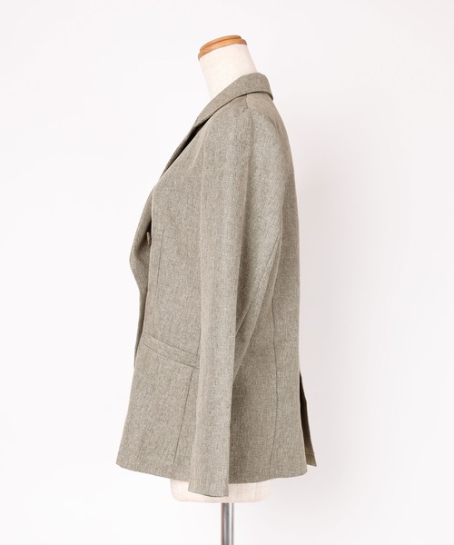 UR'S（ユアーズ）の「ﾘﾈﾝﾗｲｸﾀﾞﾌﾞﾙｼﾞｬｹｯﾄ（テーラードジャケット・レディース・サンドベージュ/グレイッシュベージュ/ブラウン・S/M/L）」の8枚目の写真