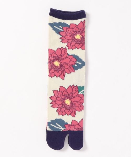 カヤ（カヤ）の「【カヤ】足袋型くつ下23～25cm 葉菊（ソックス/靴下・レディース・パープル/ブルー/キナリ・FREE）」の6枚目の写真