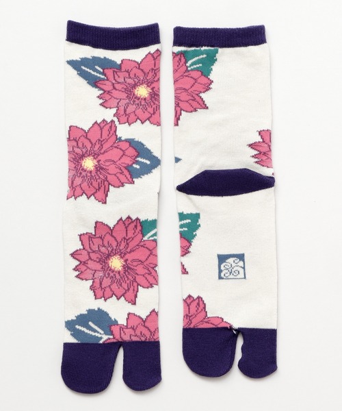 カヤ（カヤ）の「【カヤ】足袋型くつ下23～25cm 葉菊（ソックス/靴下・レディース・パープル/ブルー/キナリ・FREE）」の7枚目の写真