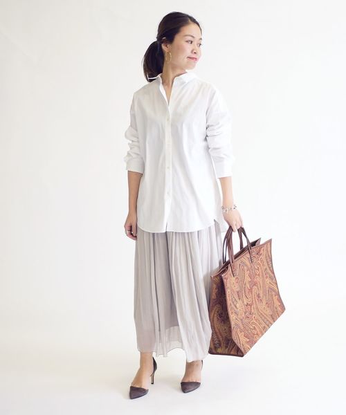 SHIPS(シップス)の「【Cangioli】ビッグシャツ◇(シャツ/ブラウス・レディース・ライトホワイト/ベージュ/ミント/サックスブルー・36/38)」の8枚目の写真
