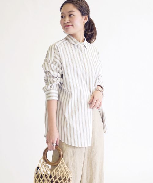 SHIPS(シップス)の「【Cangioli】ビッグシャツ◇(シャツ/ブラウス・レディース・ライトホワイト/ベージュ/ミント/サックスブルー・36/38)」の10枚目の写真