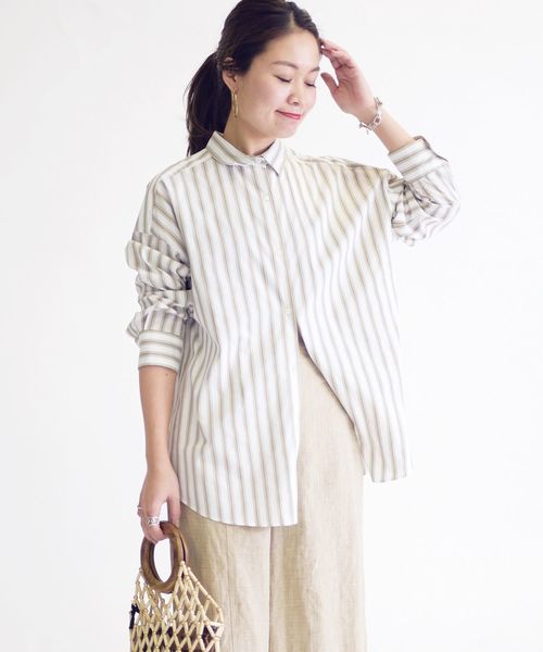SHIPS(シップス)の「【Cangioli】ビッグシャツ◇(シャツ/ブラウス・レディース・ライトホワイト/ベージュ/ミント/サックスブルー・36/38)」の11枚目の写真