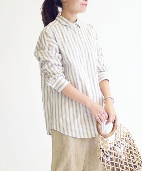 SHIPS(シップス)の「【Cangioli】ビッグシャツ◇(シャツ/ブラウス・レディース・ライトホワイト/ベージュ/ミント/サックスブルー・36/38)」の12枚目の写真