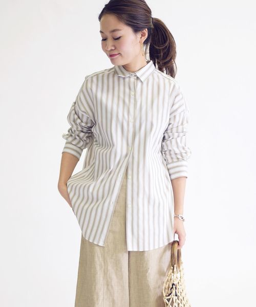 SHIPS(シップス)の「【Cangioli】ビッグシャツ◇(シャツ/ブラウス・レディース・ライトホワイト/ベージュ/ミント/サックスブルー・36/38)」の13枚目の写真