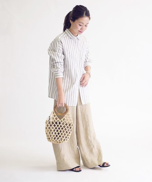 SHIPS(シップス)の「【Cangioli】ビッグシャツ◇(シャツ/ブラウス・レディース・ライトホワイト/ベージュ/ミント/サックスブルー・36/38)」の16枚目の写真