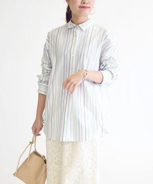 SHIPS(シップス)の「【Cangioli】ビッグシャツ◇(シャツ/ブラウス・レディース・ライトホワイト/ベージュ/ミント/サックスブルー・36/38)」の17枚目の写真
