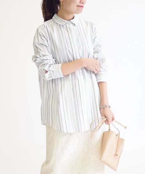 SHIPS(シップス)の「【Cangioli】ビッグシャツ◇(シャツ/ブラウス・レディース・ライトホワイト/ベージュ/ミント/サックスブルー・36/38)」の18枚目の写真
