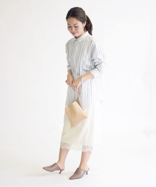 SHIPS(シップス)の「【Cangioli】ビッグシャツ◇(シャツ/ブラウス・レディース・ライトホワイト/ベージュ/ミント/サックスブルー・36/38)」の20枚目の写真