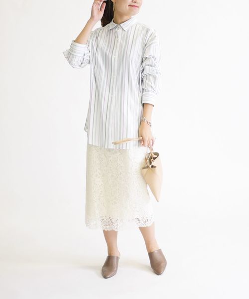 SHIPS(シップス)の「【Cangioli】ビッグシャツ◇(シャツ/ブラウス・レディース・ライトホワイト/ベージュ/ミント/サックスブルー・36/38)」の21枚目の写真