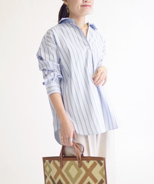 SHIPS(シップス)の「【Cangioli】ビッグシャツ◇(シャツ/ブラウス・レディース・ライトホワイト/ベージュ/ミント/サックスブルー・36/38)」の22枚目の写真