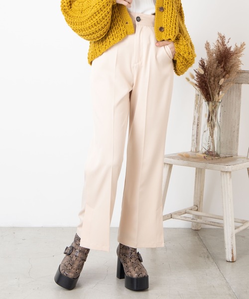 WEGO（ウィゴー）の「WEGO/センタープレスカラーパンツ（スラックス・レディース・ブラック/ナチュラル/ライトピンク/グリーン系その他/サックスブルー/ブラウン/ダークブラウン/アイボリー・FREE）」の6枚目の写真