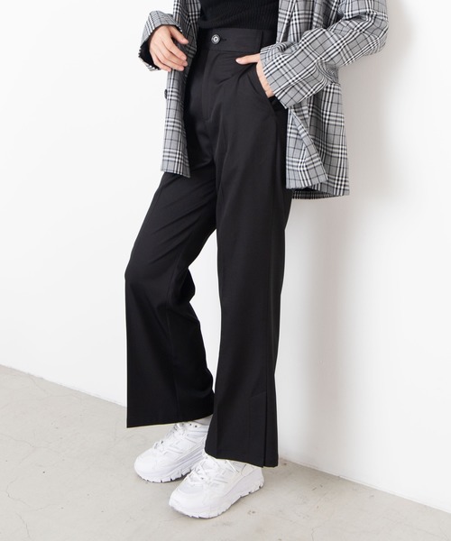 WEGO（ウィゴー）の「WEGO/センタープレスカラーパンツ（スラックス・レディース・ブラック/ナチュラル/ライトピンク/グリーン系その他/サックスブルー/ブラウン/ダークブラウン/アイボリー・FREE）」の3枚目の写真