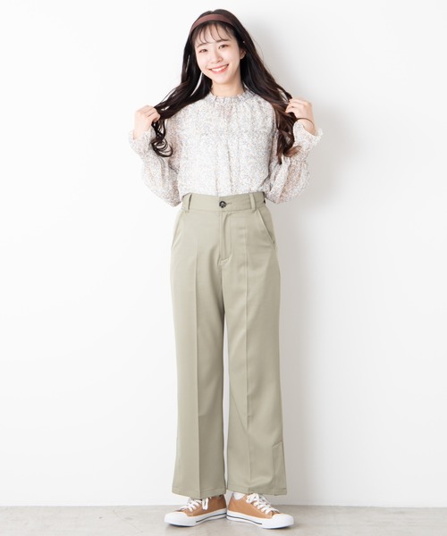 WEGO（ウィゴー）の「WEGO/センタープレスカラーパンツ（スラックス・レディース・ブラック/ナチュラル/ライトピンク/グリーン系その他/サックスブルー/ブラウン/ダークブラウン/アイボリー・FREE）」の10枚目の写真