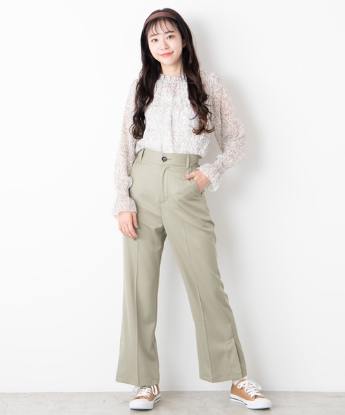 WEGO（ウィゴー）の「WEGO/センタープレスカラーパンツ（スラックス・レディース・ブラック/ナチュラル/ライトピンク/グリーン系その他/サックスブルー/ブラウン/ダークブラウン/アイボリー・FREE）」の11枚目の写真