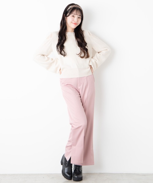 WEGO（ウィゴー）の「WEGO/センタープレスカラーパンツ（スラックス・レディース・ブラック/ナチュラル/ライトピンク/グリーン系その他/サックスブルー/ブラウン/ダークブラウン/アイボリー・FREE）」の12枚目の写真