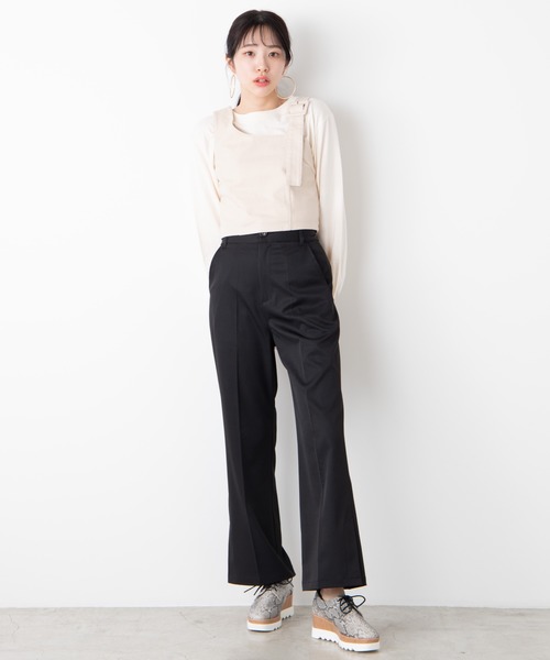 WEGO（ウィゴー）の「WEGO/センタープレスカラーパンツ（スラックス・レディース・ブラック/ナチュラル/ライトピンク/グリーン系その他/サックスブルー/ブラウン/ダークブラウン/アイボリー・FREE）」の19枚目の写真