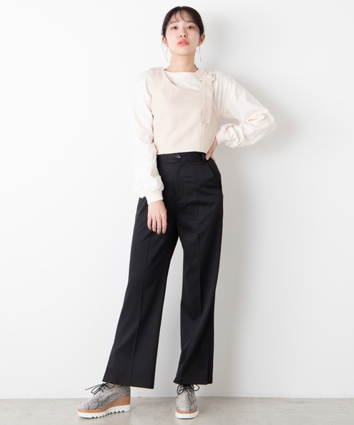 WEGO（ウィゴー）の「WEGO/センタープレスカラーパンツ（スラックス・レディース・ブラック/ナチュラル/ライトピンク/グリーン系その他/サックスブルー/ブラウン/ダークブラウン/アイボリー・FREE）」の20枚目の写真