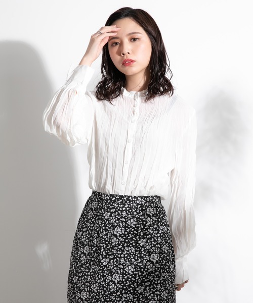 Aunt Marie's(アントマリーズ)の「クリンクルバンドカラーシャツ/ AUNT MARIE'S(シャツ/ブラウス・レディース・ホワイト/ブラック/ベージュ/ライトグリーン・FREE)」の12枚目の写真