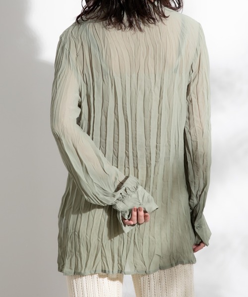 Aunt Marie's(アントマリーズ)の「クリンクルバンドカラーシャツ/ AUNT MARIE'S(シャツ/ブラウス・レディース・ホワイト/ブラック/ベージュ/ライトグリーン・FREE)」の7枚目の写真