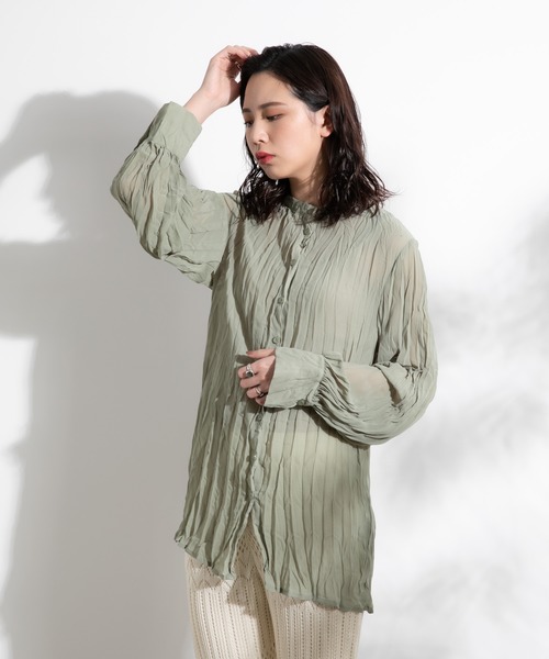 Aunt Marie's(アントマリーズ)の「クリンクルバンドカラーシャツ/ AUNT MARIE'S(シャツ/ブラウス・レディース・ホワイト/ブラック/ベージュ/ライトグリーン・FREE)」の16枚目の写真