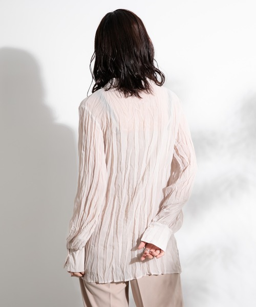 Aunt Marie's(アントマリーズ)の「クリンクルバンドカラーシャツ/ AUNT MARIE'S(シャツ/ブラウス・レディース・ホワイト/ブラック/ベージュ/ライトグリーン・FREE)」の5枚目の写真