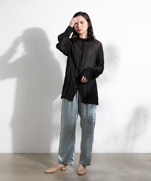 Aunt Marie's(アントマリーズ)の「クリンクルバンドカラーシャツ/ AUNT MARIE'S(シャツ/ブラウス・レディース・ホワイト/ブラック/ベージュ/ライトグリーン・FREE)」の18枚目の写真