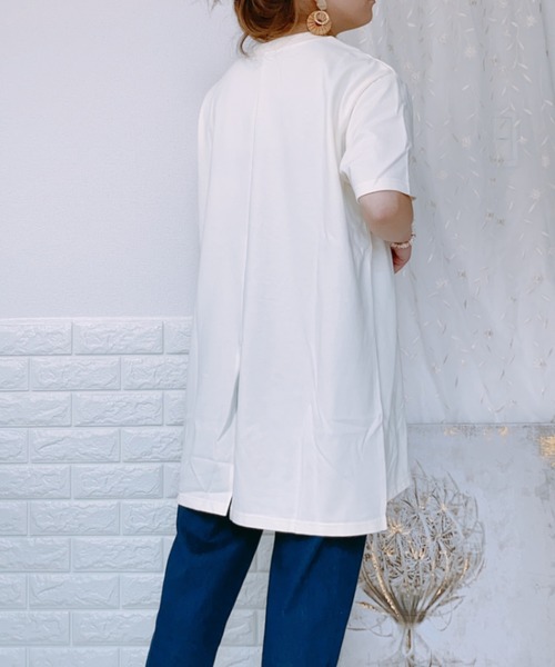 ap retro(アプレトロ)の「無地ミドル丈バックスリットTシャツ半袖【ZOZOTOWN限定商品】(Tシャツ/カットソー・レディース・ブラック/ブラウン/オフホワイト/ライトグリーン/グレイッシュベージュ・FREE)」の7枚目の写真
