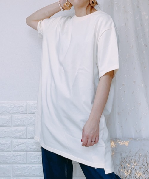 ap retro(アプレトロ)の「無地ミドル丈バックスリットTシャツ半袖【ZOZOTOWN限定商品】(Tシャツ/カットソー・レディース・ブラック/ブラウン/オフホワイト/ライトグリーン/グレイッシュベージュ・FREE)」の8枚目の写真