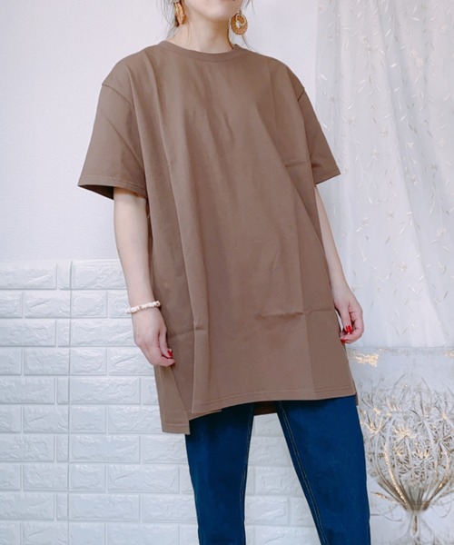 ap retro(アプレトロ)の「無地ミドル丈バックスリットTシャツ半袖【ZOZOTOWN限定商品】(Tシャツ/カットソー・レディース・ブラック/ブラウン/オフホワイト/ライトグリーン/グレイッシュベージュ・FREE)」の14枚目の写真