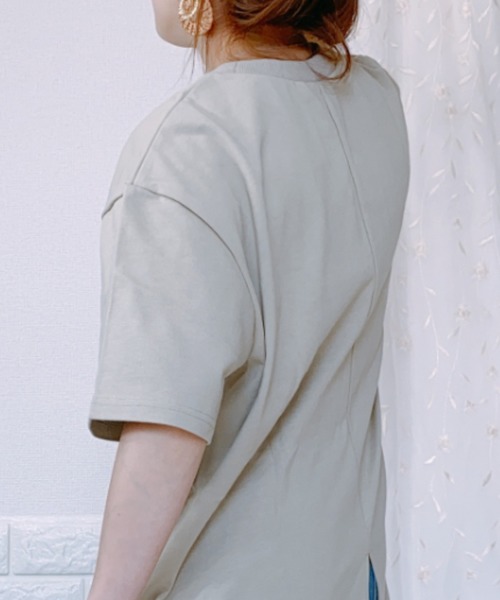 ap retro(アプレトロ)の「無地ミドル丈バックスリットTシャツ半袖【ZOZOTOWN限定商品】(Tシャツ/カットソー・レディース・ブラック/ブラウン/オフホワイト/ライトグリーン/グレイッシュベージュ・FREE)」の20枚目の写真