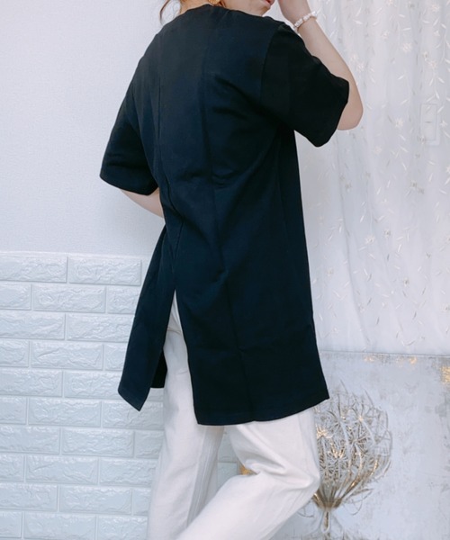 ap retro(アプレトロ)の「無地ミドル丈バックスリットTシャツ半袖【ZOZOTOWN限定商品】(Tシャツ/カットソー・レディース・ブラック/ブラウン/オフホワイト/ライトグリーン/グレイッシュベージュ・FREE)」の10枚目の写真