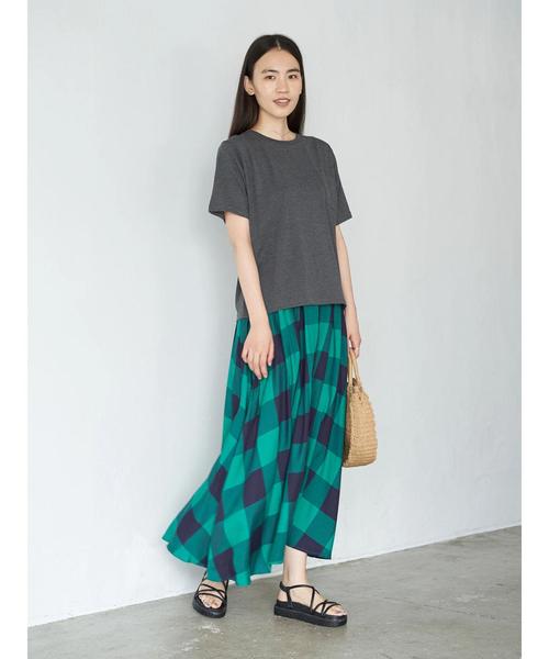AMERICAN HOLIC(アメリカンホリック)の「7col.フロントタックギャザーロングスカート *〇(スカート・レディース・チェック/マルチ/キャメル/ベージュ系その他/ホワイト系その他7/グリーン系その他2/ブルー系その他・L/M)」の19枚目の写真