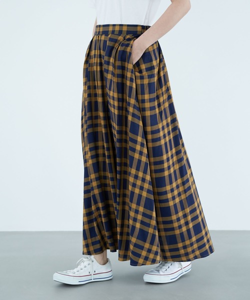 AMERICAN HOLIC(アメリカンホリック)の「7col.フロントタックギャザーロングスカート *〇(スカート・レディース・チェック/マルチ/キャメル/ベージュ系その他/ホワイト系その他7/グリーン系その他2/ブルー系その他・L/M)」の5枚目の写真