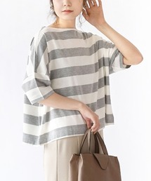 ワイドボーダー ボートネックTシャツ