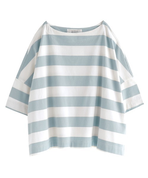apartment department(アパートメントデパートメント)の「ワイドボーダー ボートネックTシャツ(Tシャツ/カットソー・レディース・ホワイト×イエロー/ブラウン系その他/ネイビー/ブラウン/ライトブルー/杢グレー/ブラック/イエロー×グレー/ネイビー系/ホワイト×ブラック/ホワイト×グレー/ホワイト×グリーン・フリー/S/M)」の15枚目の写真